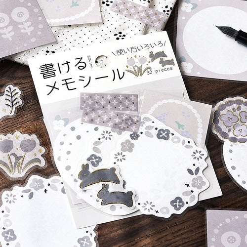 BGM Memo Stickers Flowery Day 30pcs Flowers For Memo Write-On Sticker Flakes