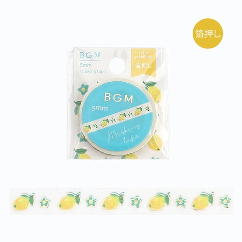 BGM Masking Tape Foil Stamping 5mm x 5m Lemon & Flower