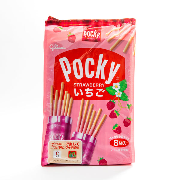 Glico Pocky Strawberry Coated Biscuit Sticks 8 Packs