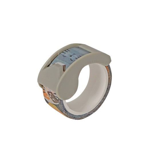 Kutsuwa Ribbon bon Tape: W1.5cm Cat With 2-Way Cutter: Cat-Shaped & Straight Edge Masking Tape 