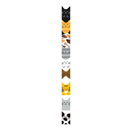 Kutsuwa Ribbon bon Tape: W1.5cm Cat With 2-Way Cutter: Cat-Shaped & Straight Edge Masking Tape 