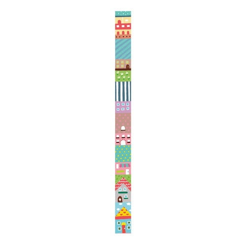 Kutsuwa Ribbon bon Tape: W1.5cm House With 2-Way Cutter: V-Shaped & Straight Edge Masking Tape 