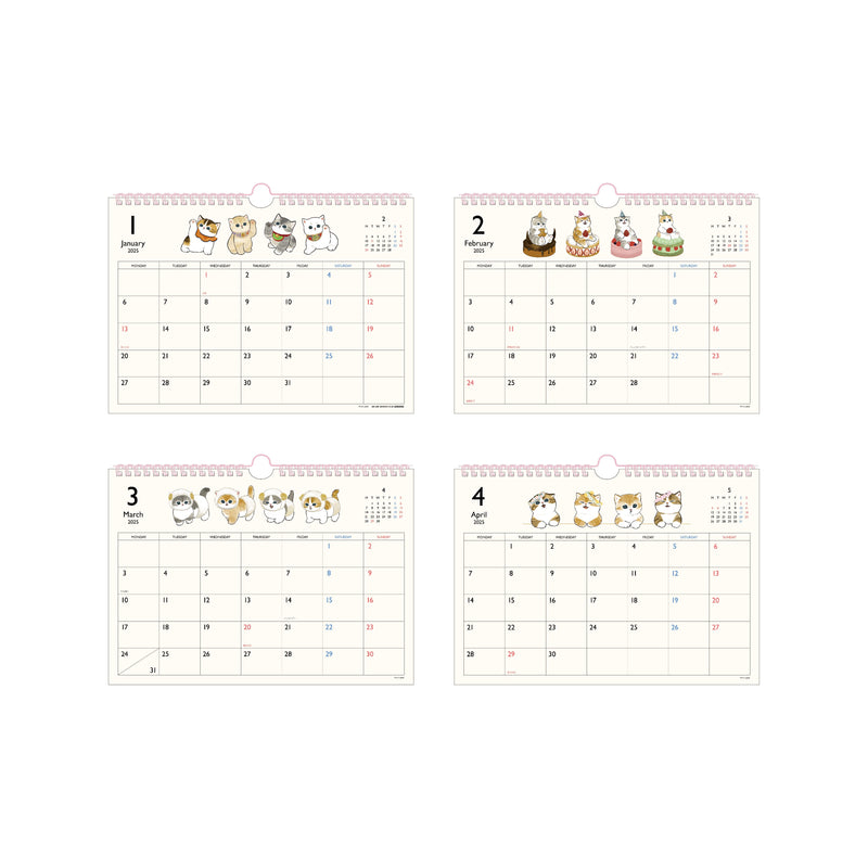 2025 Calendar (Hanging/Landscape/Mofusand/29.7x21.5cm/Sun Star/SMCol(s): Ivory)