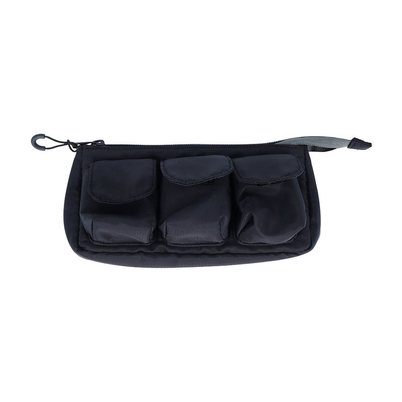 Pencil Case (With Side Zipper Compartment/Triple Pockets/Pen Holder Belt/6x19.5x9.5cm/Sun Star/GEARS PACK/SMCol(s): Black)