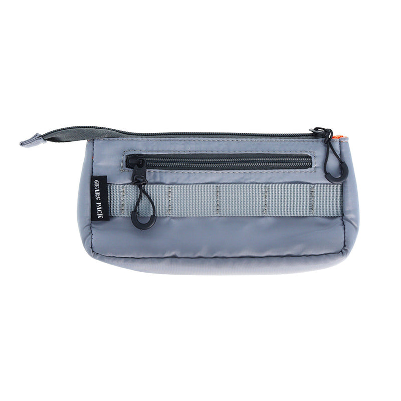 Pencil Case (With Side Zipper Compartment/Triple Pockets/Pen Holder Belt/6x19.5x9.5cm/Sun Star/GEARS PACK/SMCol(s): Grey)