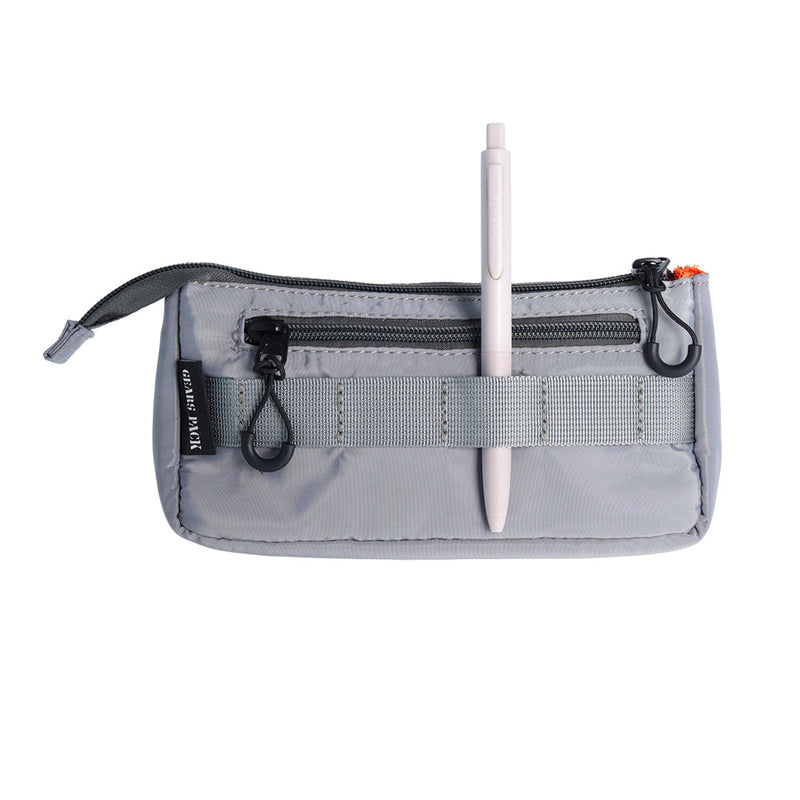 Pencil Case (With Side Zipper Compartment/Triple Pockets/Pen Holder Belt/6x19.5x9.5cm/Sun Star/GEARS PACK/SMCol(s): Grey)