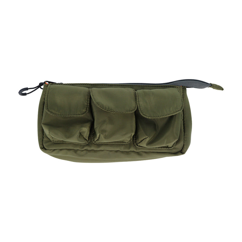 Pencil Case (With Side Zipper Compartment/Triple Pockets/Pen Holder Belt/6x19.5x9.5cm/Sun Star/GEARS PACK/SMCol(s): Khaki)