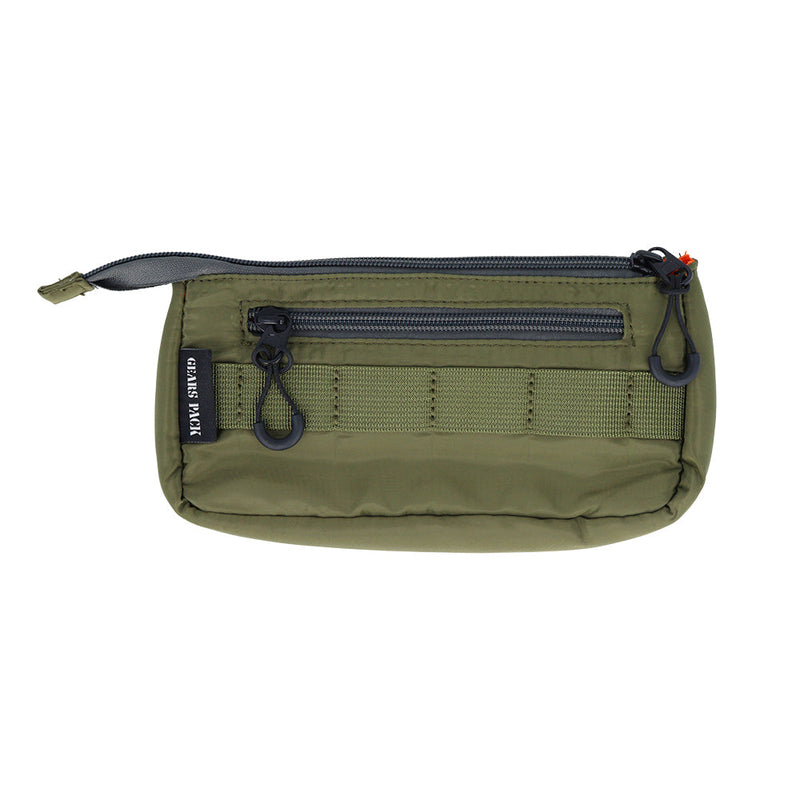 Pencil Case (With Side Zipper Compartment/Triple Pockets/Pen Holder Belt/6x19.5x9.5cm/Sun Star/GEARS PACK/SMCol(s): Khaki)