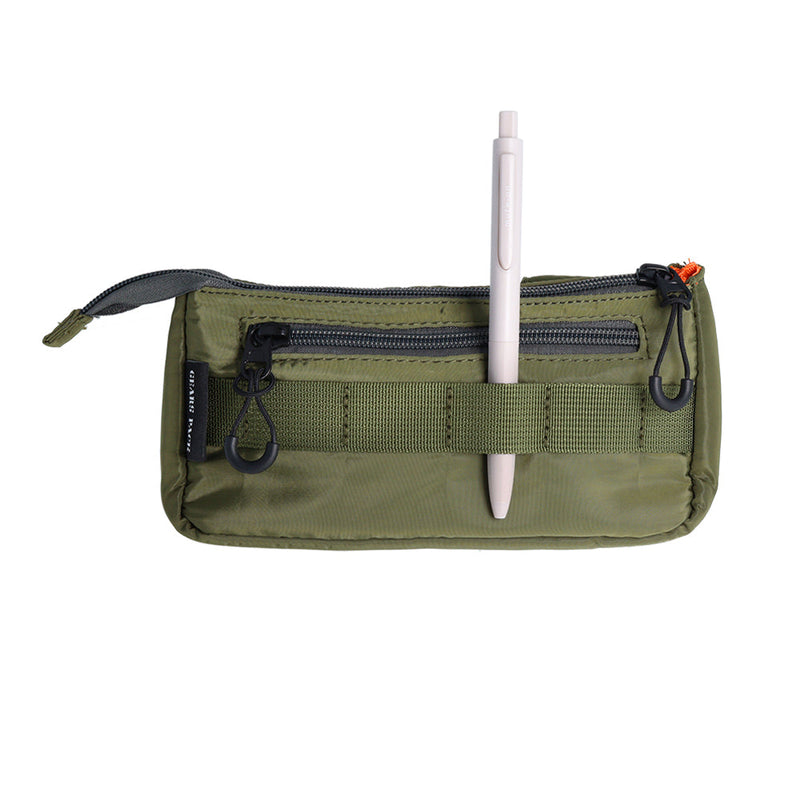 Pencil Case (With Side Zipper Compartment/Triple Pockets/Pen Holder Belt/6x19.5x9.5cm/Sun Star/GEARS PACK/SMCol(s): Khaki)