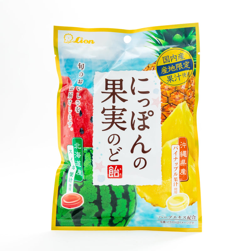 Lion Japanese Fruit Throat Candy Watermelon & Pineapple