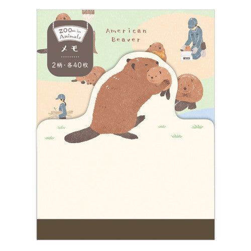 NB ZOOm in Animals 80 Sheets Beaver 1 Die-Cut Design 2 Designs Memo Pad 