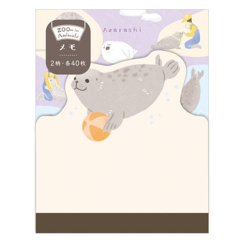 NB ZOOm in Animals 80 Sheets Seal 1 Die-Cut Design 2 Designs Memo Pad 