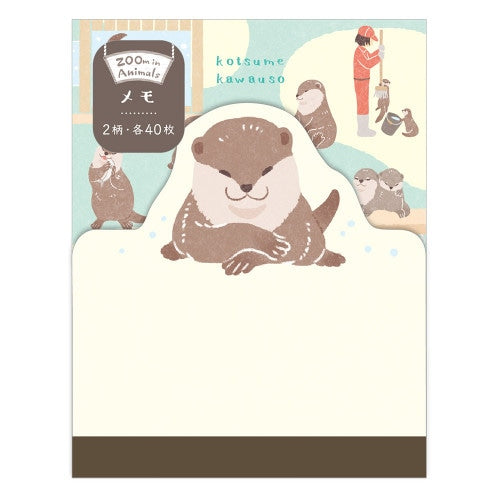 NB ZOOm in Animals 80 Sheets Small-Clawed Otter 1 Die-Cut Design 2 Designs Memo Pad 