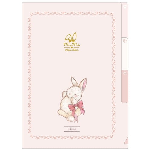 Clothes-Pin mimi A5 Bow Rabbit Miki Takei Design 3-Pocket File Folder