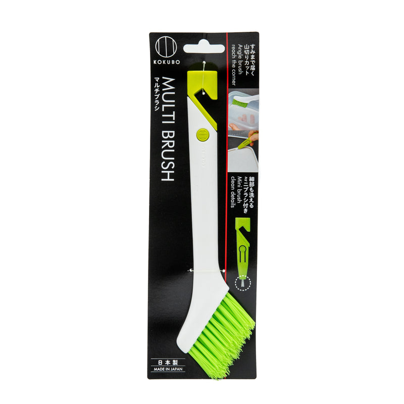 Cleaning Brush (PP/Zig Zag Bristles/With Mini Brush Stored in Handle/For Kitchen/0.9x6x22.3cm/Kokubo/SMCol(s): White,Green)