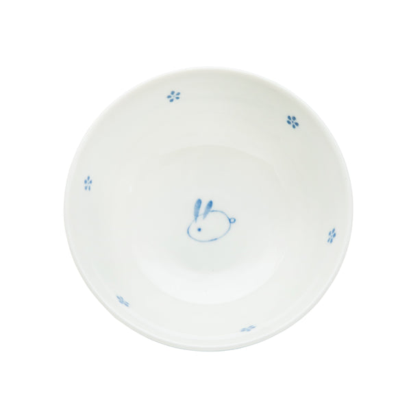 Rice Bowl (Ceramic/Fluffy Rabbit/5.5cm/dia.11.4cm/SMCol(s): White,Blue)