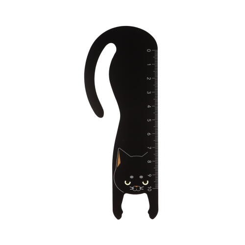 Velos Black Cat Ruler: 10cm Bookmark