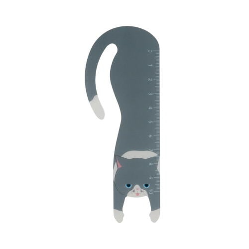 Velos Grey Cat Ruler: 10cm Bookmark