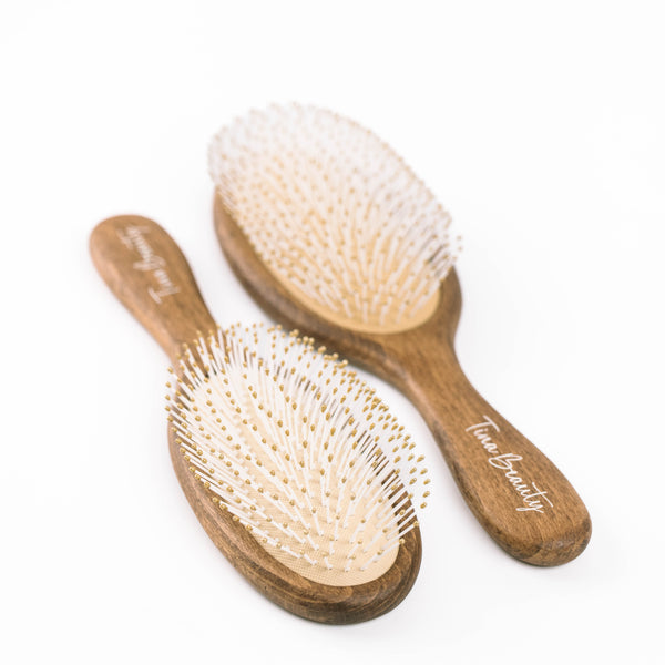 Tina Beauty Classic Wooden Wet Detangler Oval Cushion Hair Brush