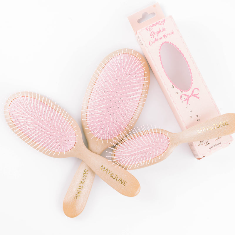 Tina Beauty Wood Texture Oval Cushion Brush Wet Detangler