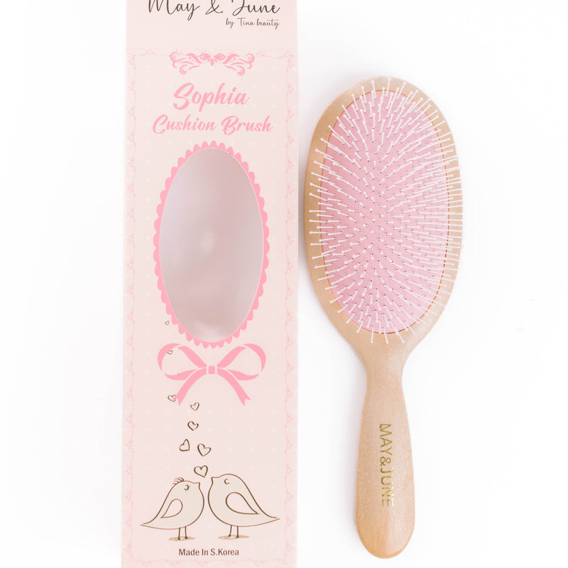 Tina Beauty Wood Texture Oval Cushion Brush Wet Detangler