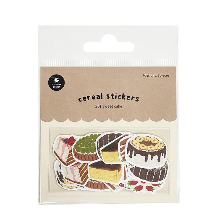 Suatelier 21pcs Sweet Cakes 7 Designs Die-Cut Sticker Flakes 