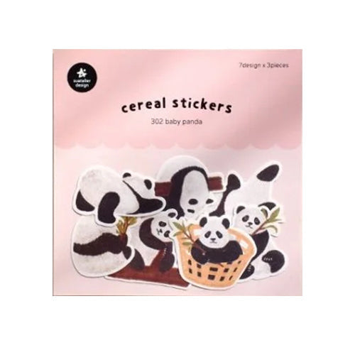 Suatelier 21pcs Baby Panda 7 Designs Die-Cut Sticker Flakes 