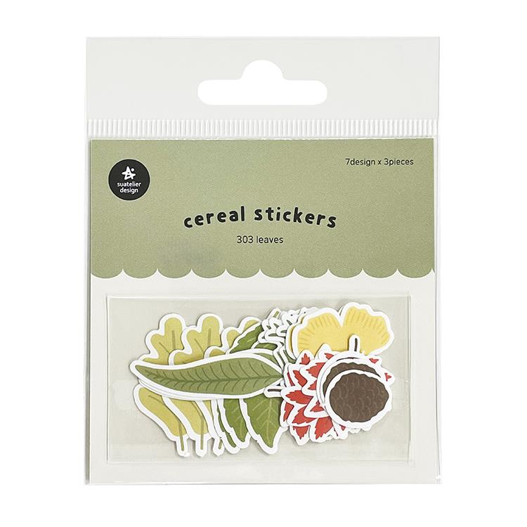 Suatelier 21pcs Leaves 7 Designs Die-Cut Sticker Flakes 