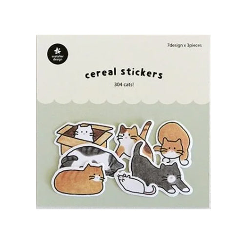 Suatelier 21pcs Cat 7 Designs Die-Cut Sticker Flakes 