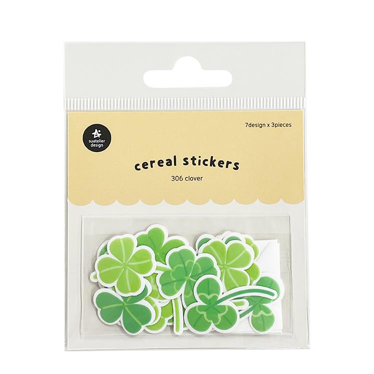 Suatelier 21pcs Clover 7 Designs Die-Cut Sticker Flakes 