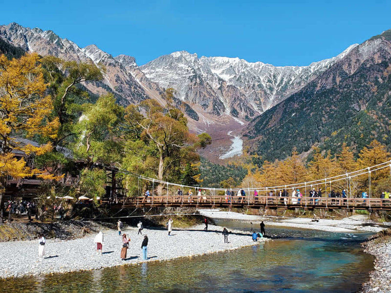 Kamikochi Kappa Beach Bridge with Visitors