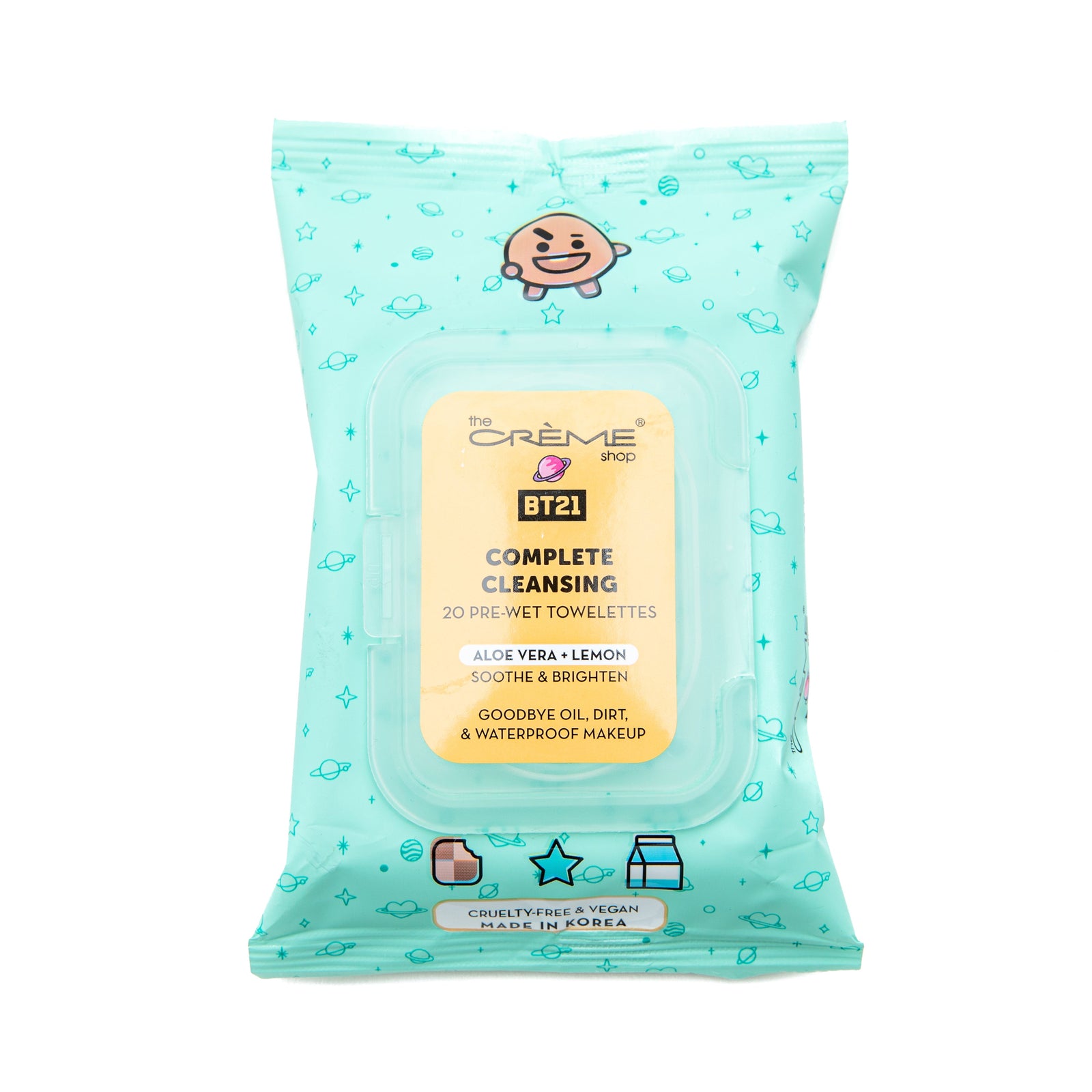 The Crème Shop BT21 Complete Cleansing Towelettes (Aloe Vera + Lemon)