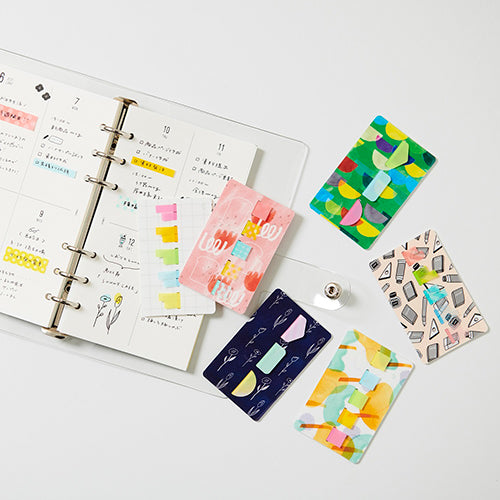 Kanmido Cocofusen x Ayano Usamura Simple grid ruled S Sticky Notes with Refillable Card Cases