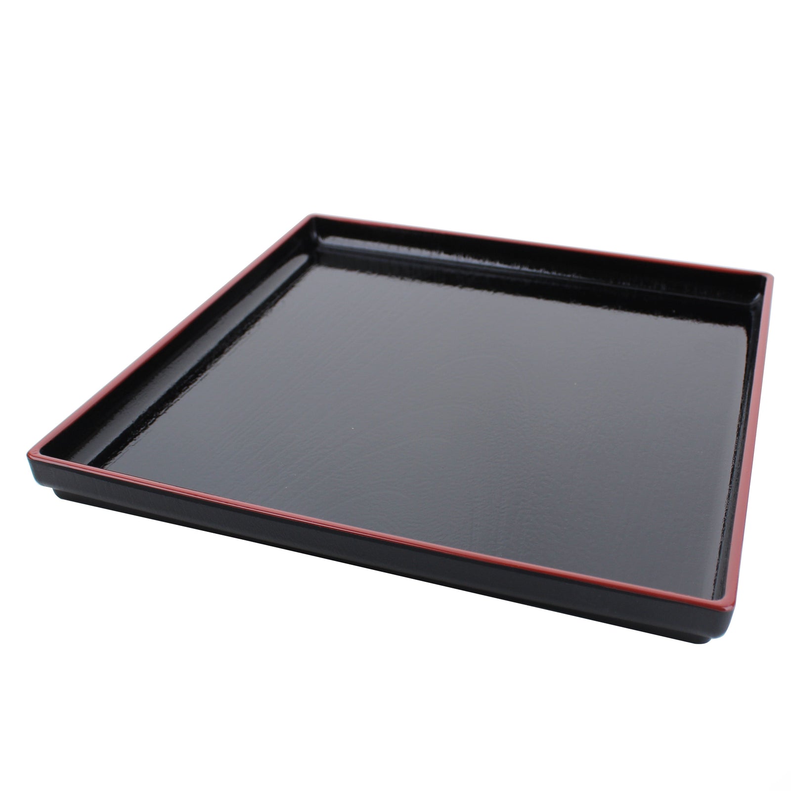 Square Wood Grain Black Bottom Vermilion Square Tray d.24cm