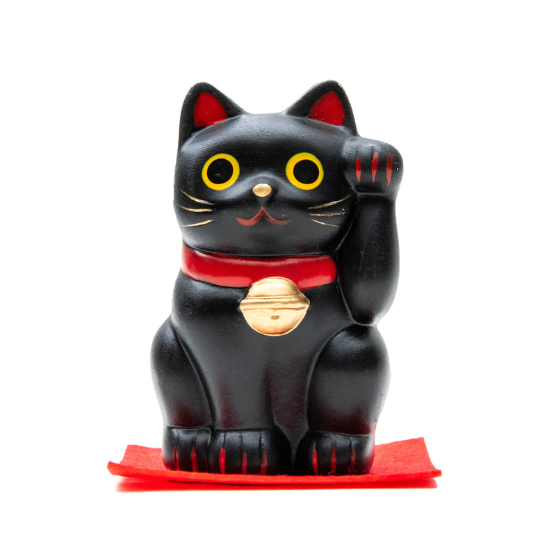 New Year Ornament (Ceramics/Left Paw Raised Beckoning Cat/L/7.5cm/SMCol(s): Black,Red)