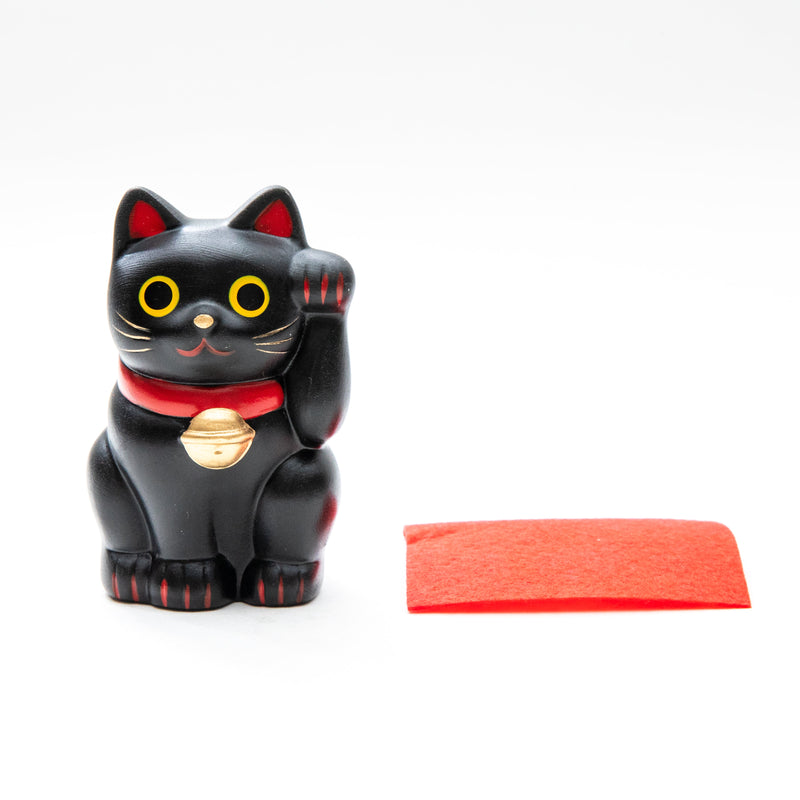 New Year Ornament (Ceramics/Left Paw Raised Beckoning Cat/L/7.5cm/SMCol(s): Black,Red)