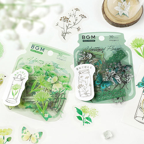 BGM Blooming Flower in a Bottle Sticker Flakes (Light Green)