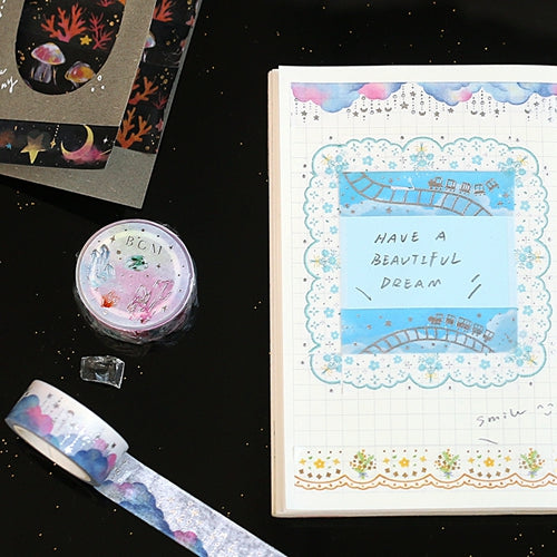 BGM Foil Stamping Train in the Sky Masking Tape