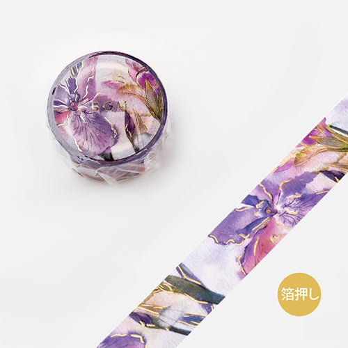 BGM Foil Stamping Masking Tape (Watercolour Flower: Iris)