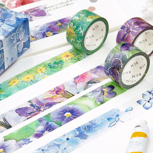 BGM Foil Stamping Masking Tape (Watercolour Flower: Iris)