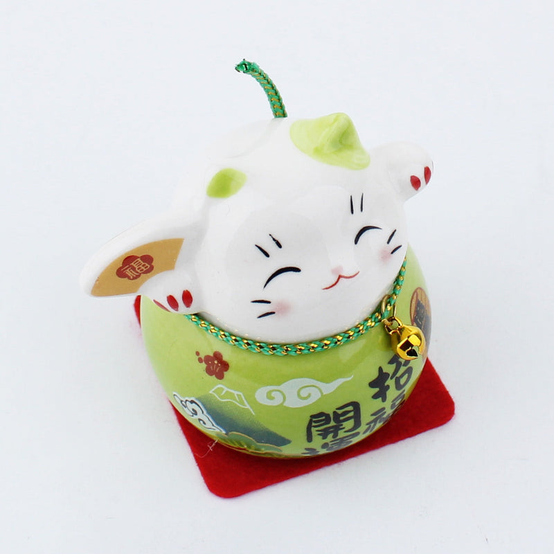 Ceramic Lucky Cat (Green)