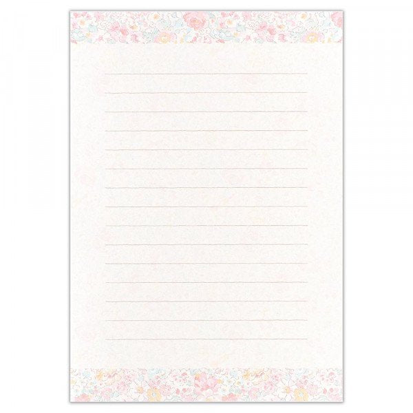 Letter Writing Sets (Washi Paper/15 Lines/Flowers/Rose/Letter Paper: 21.2x14.8cm, Envelope: 11.3x16.2cm/4 Sets/SMCol(s): Pink)