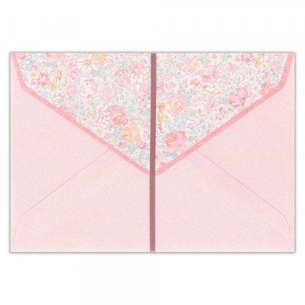 Letter Writing Sets (Washi Paper/15 Lines/Flowers/Rose/Letter Paper: 21.2x14.8cm, Envelope: 11.3x16.2cm/4 Sets/SMCol(s): Pink)