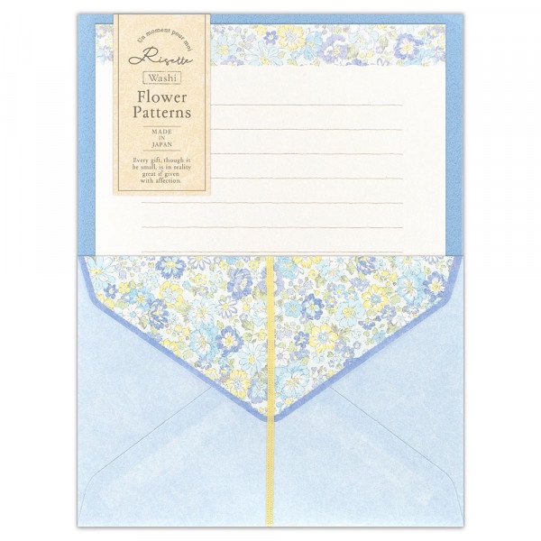 NB Risette Washi Flower Patterns Letter Writing Sets (4 Sets) - Elena