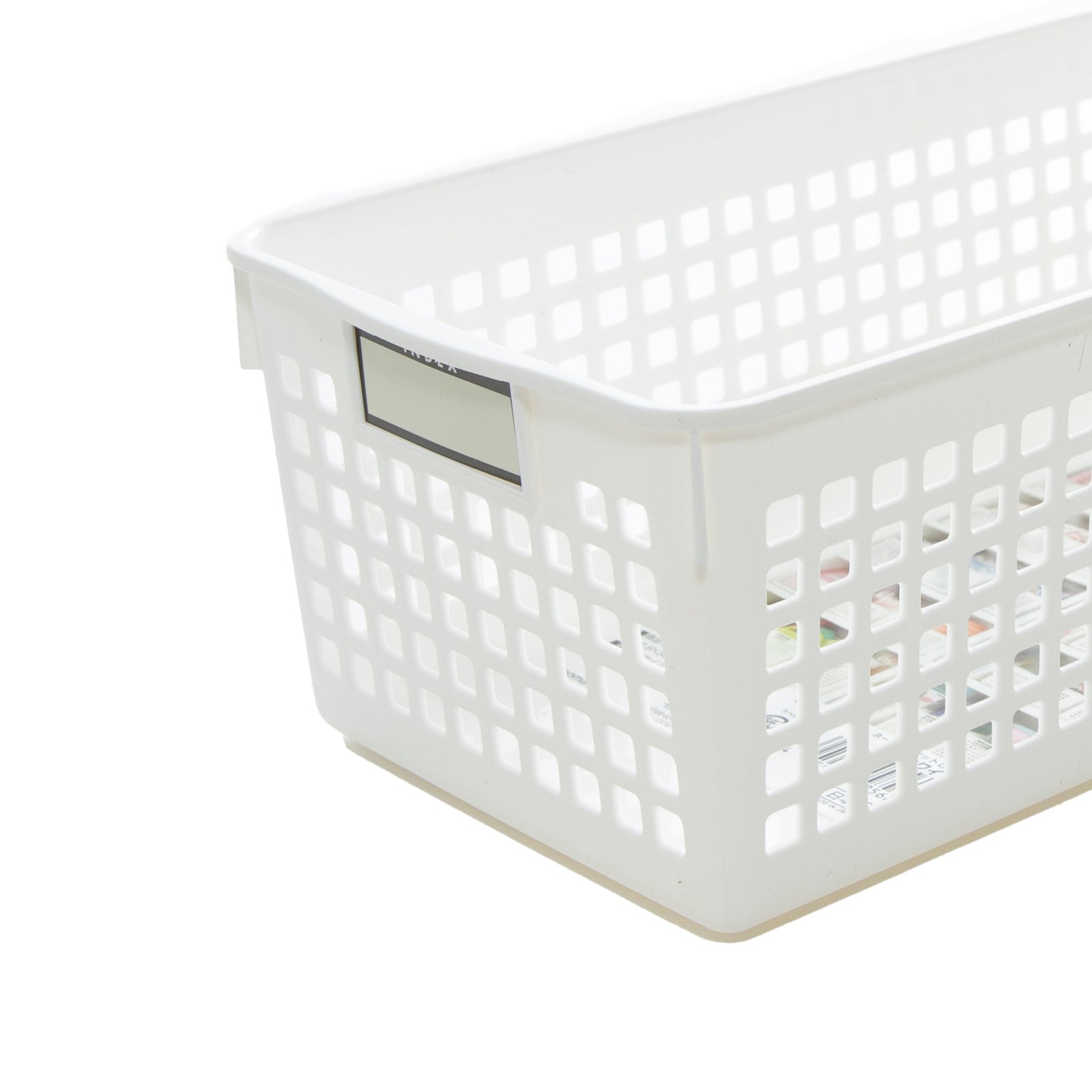 White Long Basket with Label