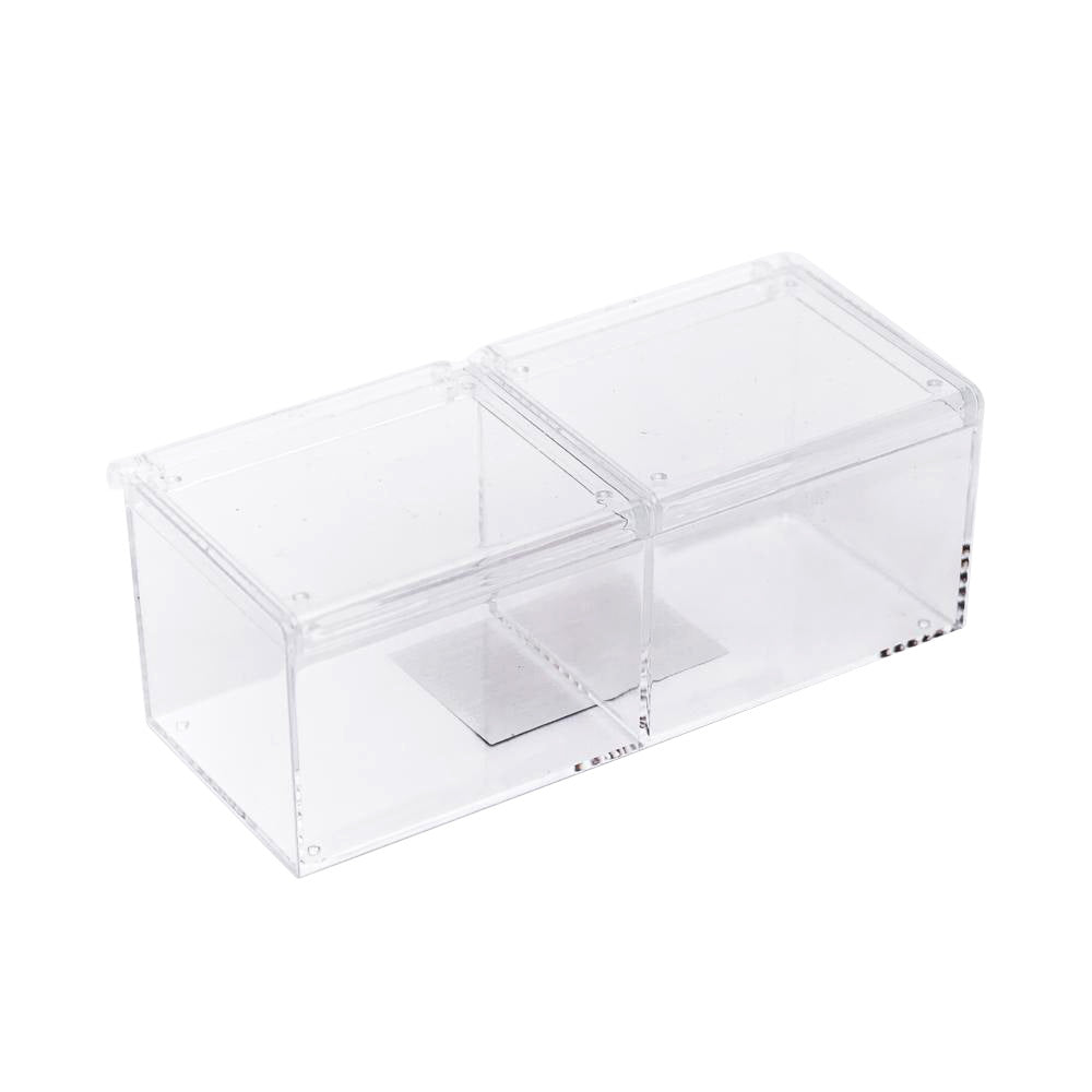 Double Pocket Clear Storage Case with Lid and Compartments - Case of 12