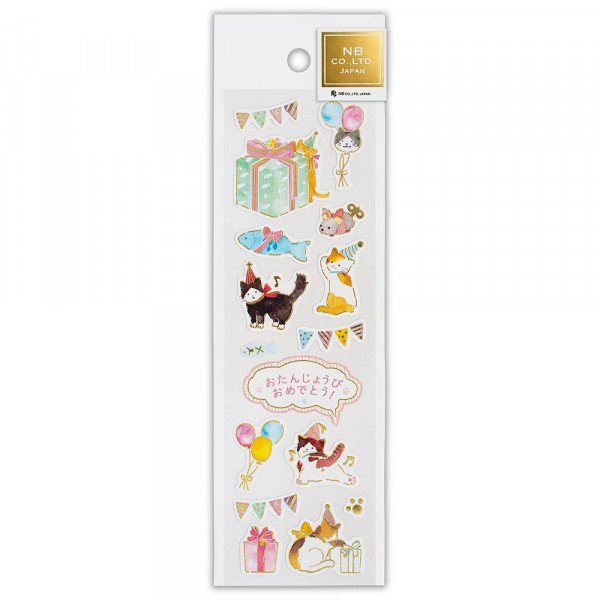 Stickers (Washi Paper/For Birthday/Kittens/Sheet Size: H16.5xW5cm/SMCol(s): Multicolour)