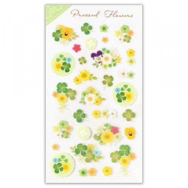 Stickers (Clear/Pressed Flowers/Clovers/L/Sheet Size: H16.5xW9cm/SMCol(s): Green)