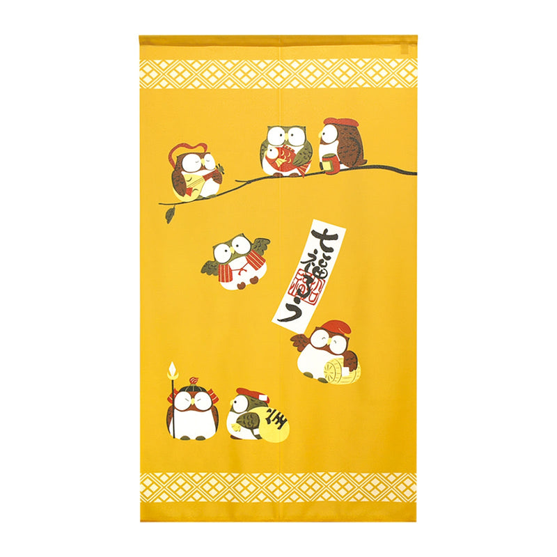 Noren Curtain (Japanese Style/Seven Lucky Owls/85x150cm/SMCol(s): Yellow)