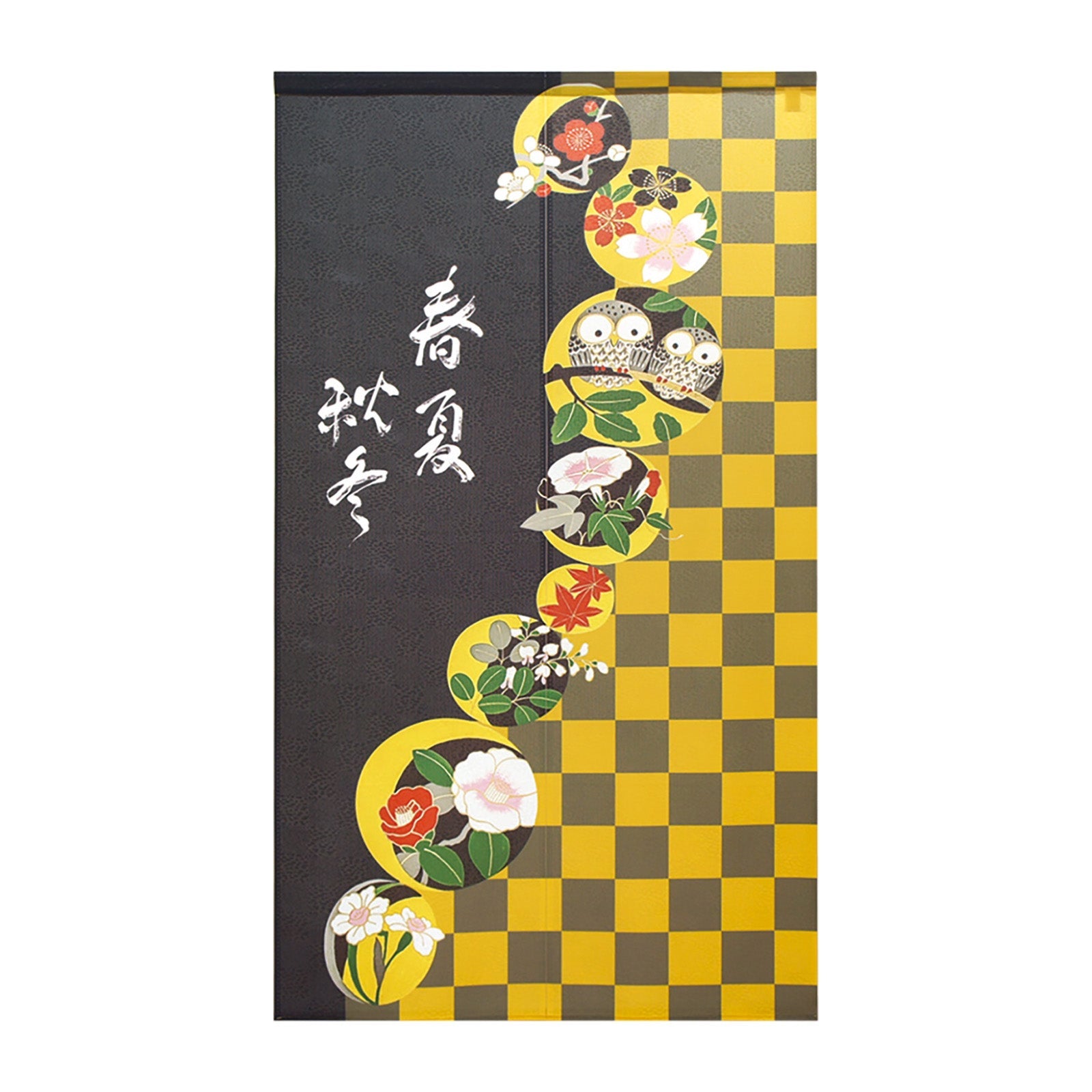 Japanese Style Four Seasons Owls Noren Curtain